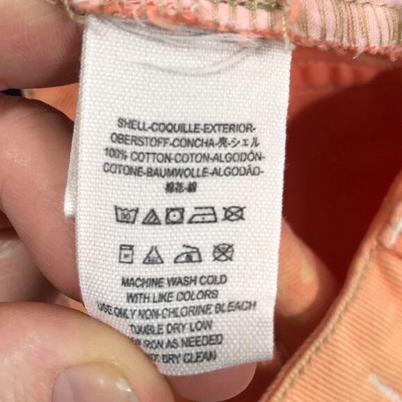 Free People Orange Distressed Shorts with Lace. - Picture 7 of 7